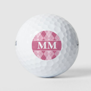 Mauve and White Monogram Initial Golf Balls