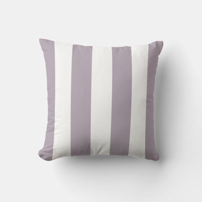 Mauve and White Striped Cushion (Front)