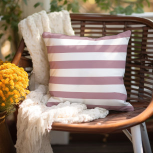 Mauve and White Stripes Cushion