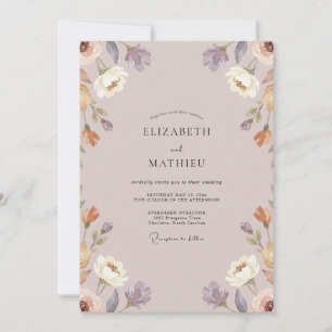 Mauve Apricot Petal Wedding Invitation