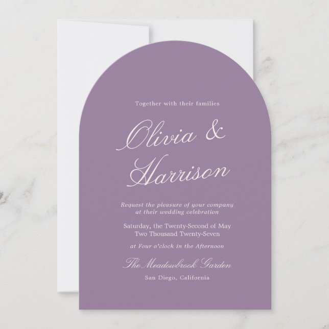 Mauve Arch Garden Wedding Invitation (Front)
