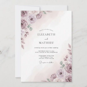Mauve Atmospheric Botanical Wedding Invitation