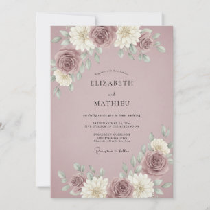 Mauve Atmospheric Vintage Wedding Invitation