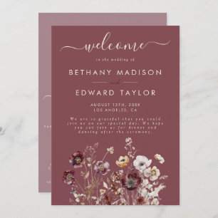 Mauve Autumn Floral Wedding Program