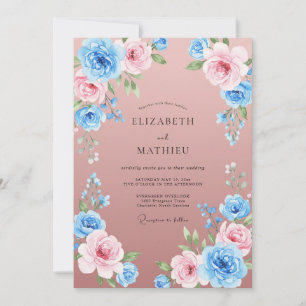 Mauve Azure Painted Wedding Invitation