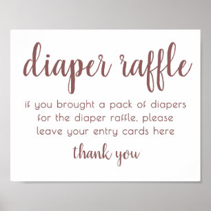 Mauve Baby Shower   Dusty Pink Diaper Raffle Sign