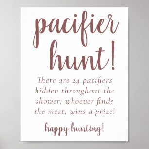 Mauve Baby Shower Dusty Pink Pacifier Hunt Sign
