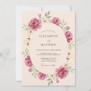 Mauve Berry Wreath Wedding Invitation