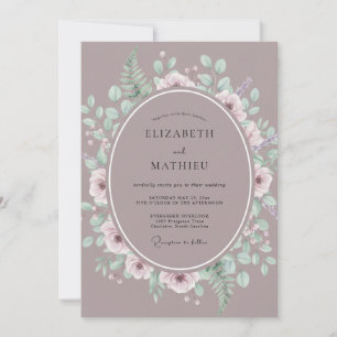 Mauve Blossom Botanical Romance Wedding Invitation