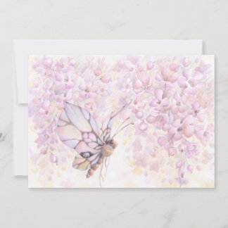Mauve Blossom & Butterfly Invitation