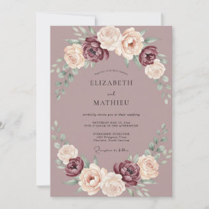 Mauve Blossom Flourish Wedding Invitation