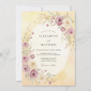 Mauve Blossom Romantic Wedding Invitation