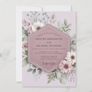 Mauve Blossom Whimsy Wedding Invitation