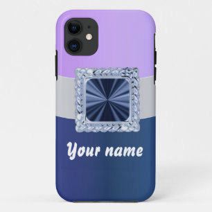 Mauve & blue customisable text iPhone 11 case