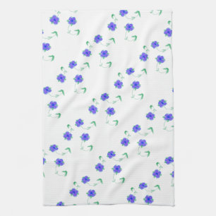 Mauve Blue Floral Tea Towel