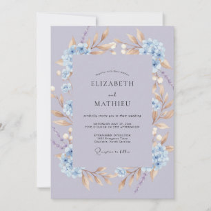 Mauve Blue Petal Wedding Invitation