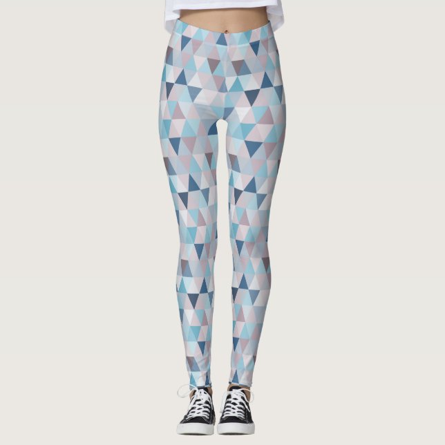 Mauve Blue Triangles C Leggings (Front)