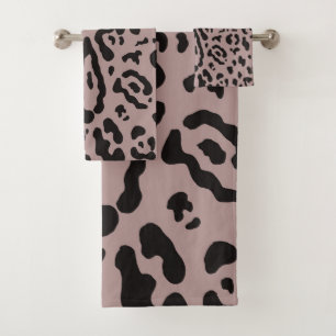 Mauve Blush Pink Cheetah Leopard Animal Print Bath Towel Set