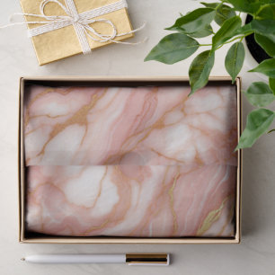 Mauve Blush Pink Red Gold Marble Pattern Tissue Paper