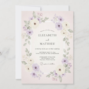 Mauve Blush Watercolor Wedding Invitation