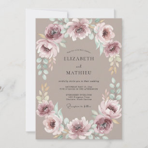 Mauve Botanical Flourish Wedding Invitation