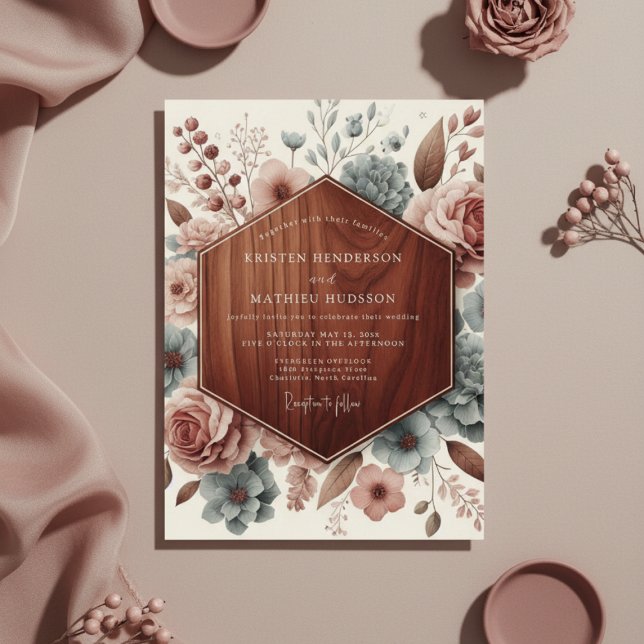 Mauve Botanical Romance Wedding Invitation (Creator Uploaded)