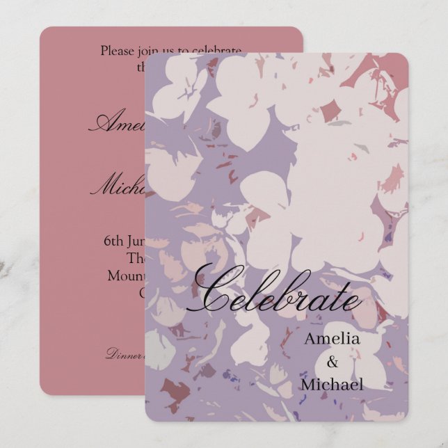Mauve botanical Wedding Invitation (Front/Back)