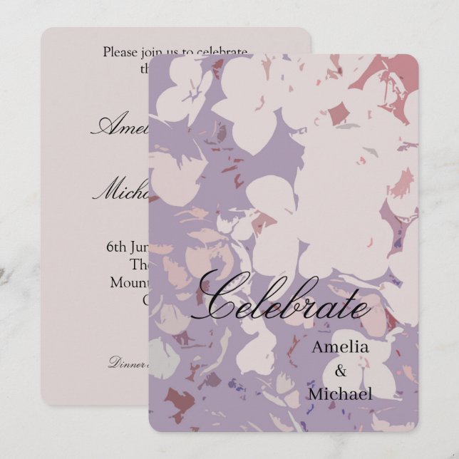 Mauve botanical Wedding Invitation (Front/Back)