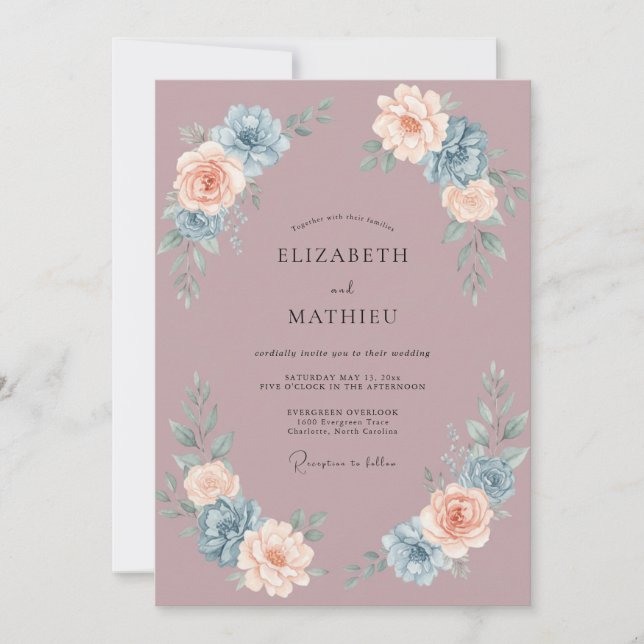 Mauve Captivating Nature Wedding Invitation (Front)