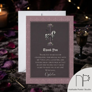 Mauve Carousel Skeleton Horse Thank You Card