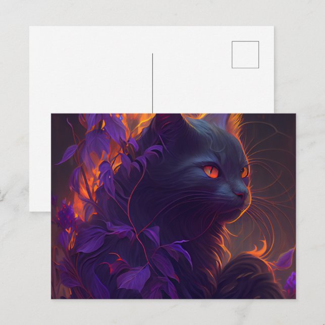Mauve Cat Postcards (Front/Back)