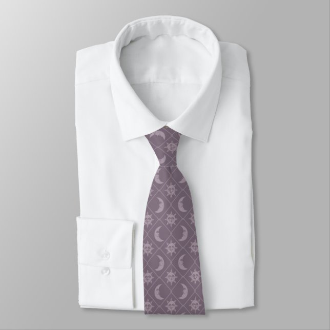 Mauve Celestial Sun And Moon Tie (Tied)