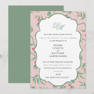 Mauve Chalk and Basil Green Rehearsal Dinner Invitation