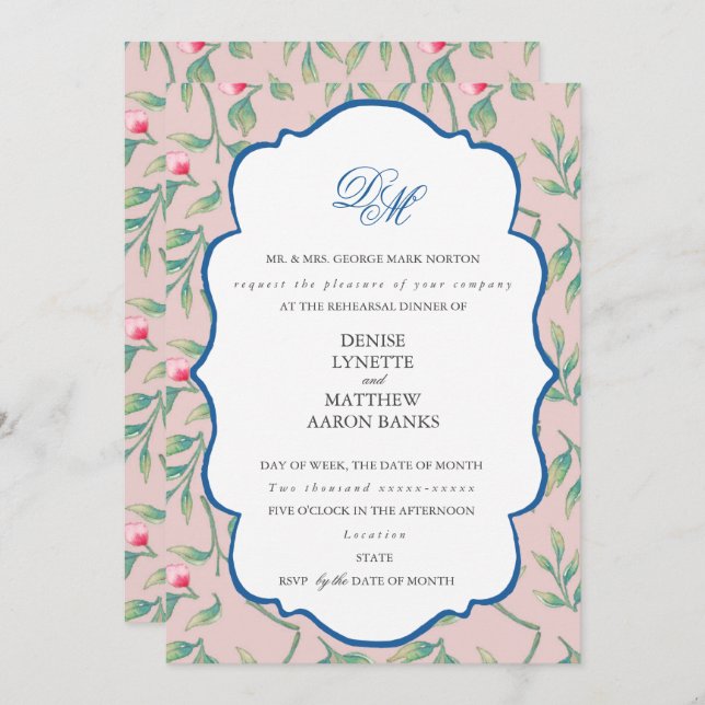 Mauve Chalk Rehearsal Dinner Invitation (Front/Back)