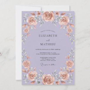 Mauve Champagne Garland Wedding Invitation