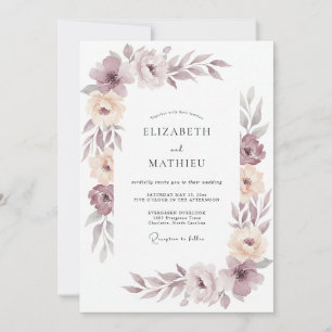 Mauve Champagne Peony Wedding Invitation