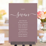 Mauve Chic Script Table Number Seating Chart<br><div class="desc">These elegant mauve signature script double-sided table number seating chart cards are perfect for all celebrations. Designed by Thisisnotme©</div>