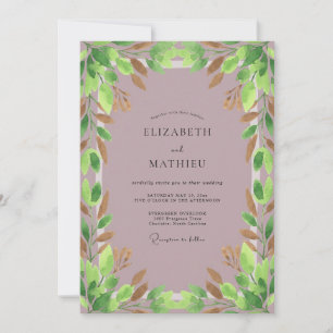Mauve Copper Foliage Eucalyptus Wedding Invitation
