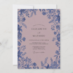 Mauve Cornflower Vine Wedding Invitation