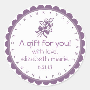 Mauve Country Roses-Thank You Classic Round Sticker