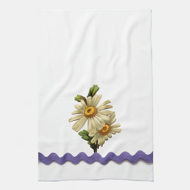 Mauve Daisy Tea Towel (Vertical)