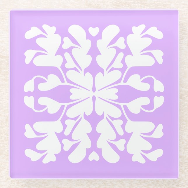 Mauve deco glass coaster (Front)