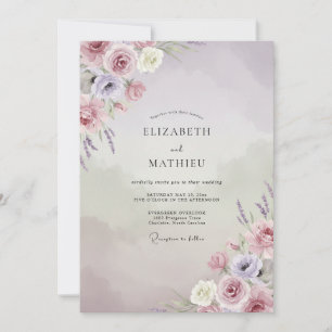 Mauve Delicate Floral Wedding Invitation