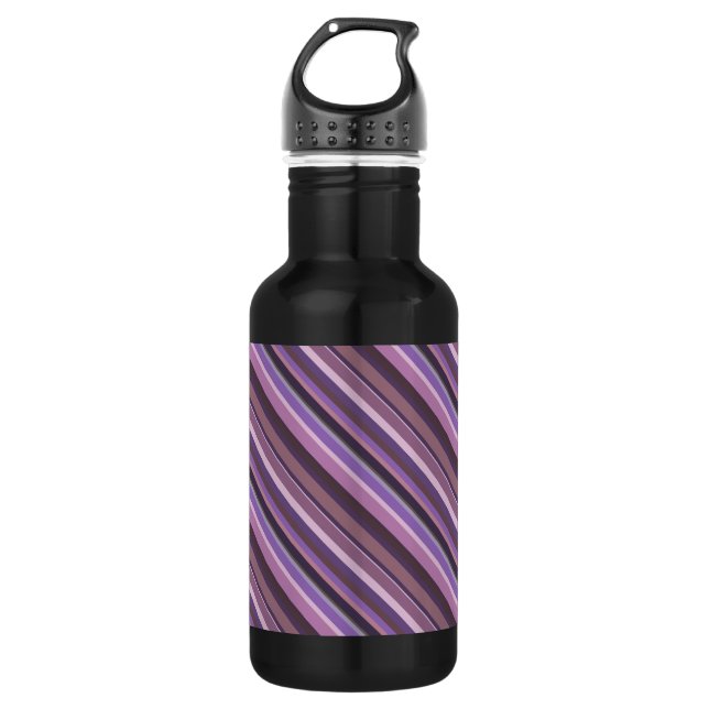 Mauve diagonal stripes 532 ml water bottle (Front)