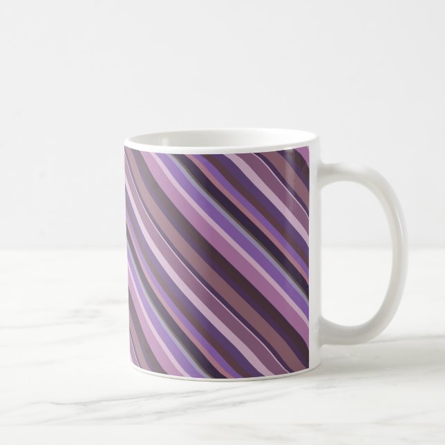 Mauve diagonal stripes coffee mug (Right)