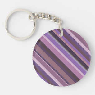 Mauve diagonal stripes key ring