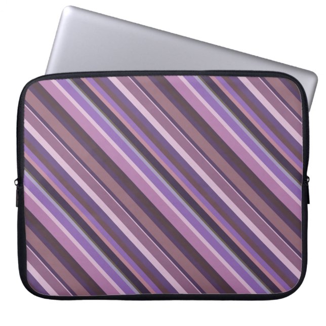 Mauve diagonal stripes laptop sleeve (Front)