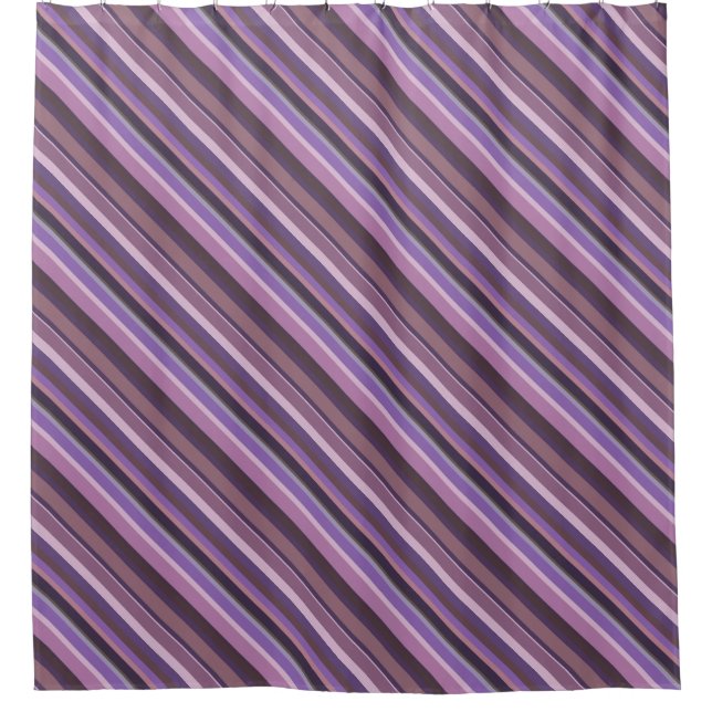Mauve diagonal stripes shower curtain (Front)