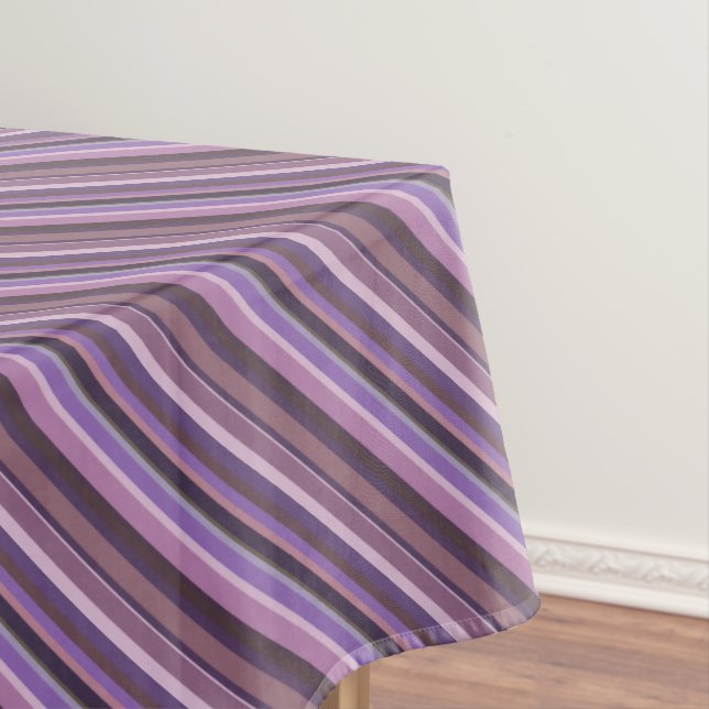 Mauve diagonal stripes tablecloth (In Situ)