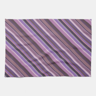 Mauve diagonal stripes tea towel